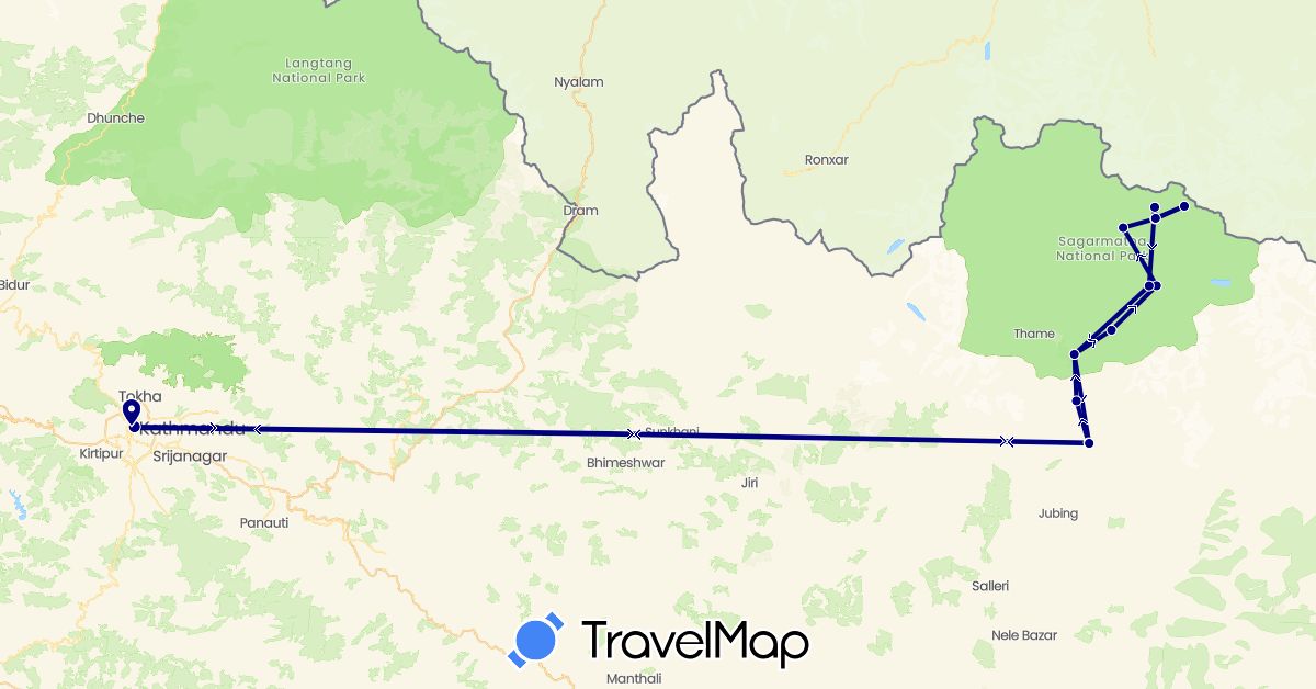 TravelMap itinerary: driving in Nepal (Asia)